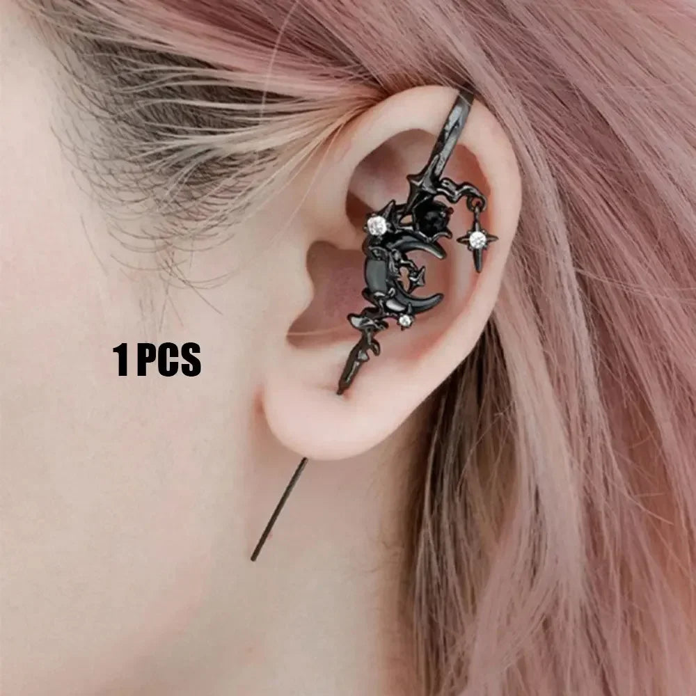 Dark Gothic Rose Cross Thorn Earring