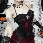 Y2K Skeleton Printed Black Corset/ Crop Top