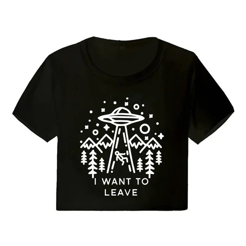 Y2K Casual Crop  Tee Shirt