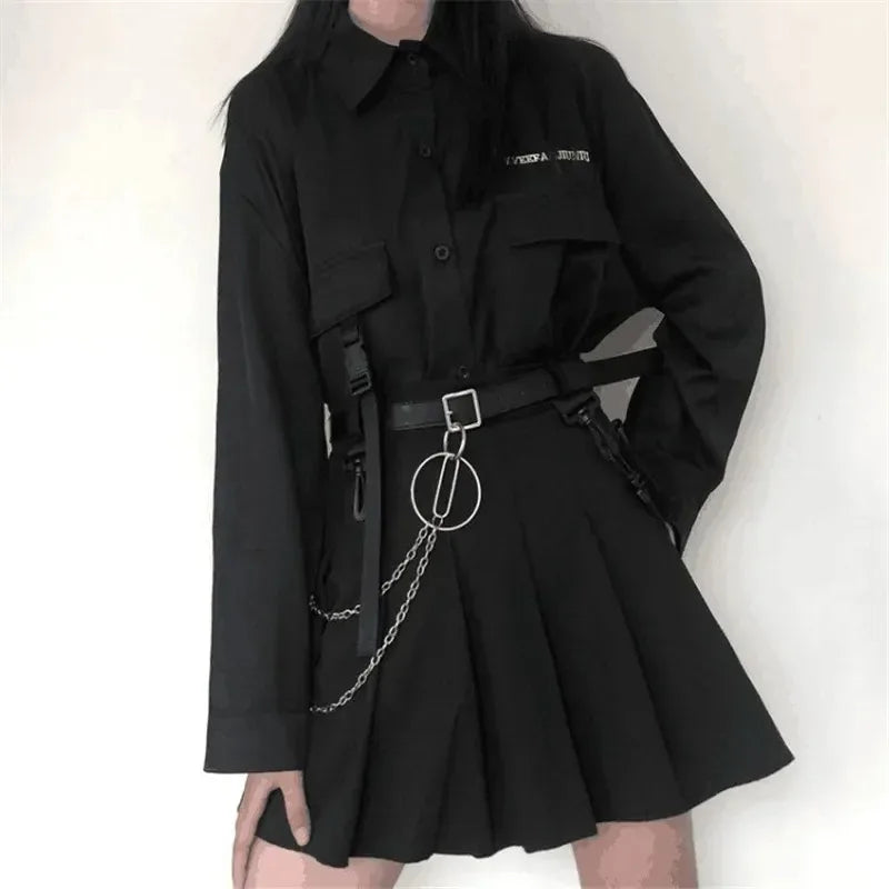 Gothic Pleated Y2k  Skirt