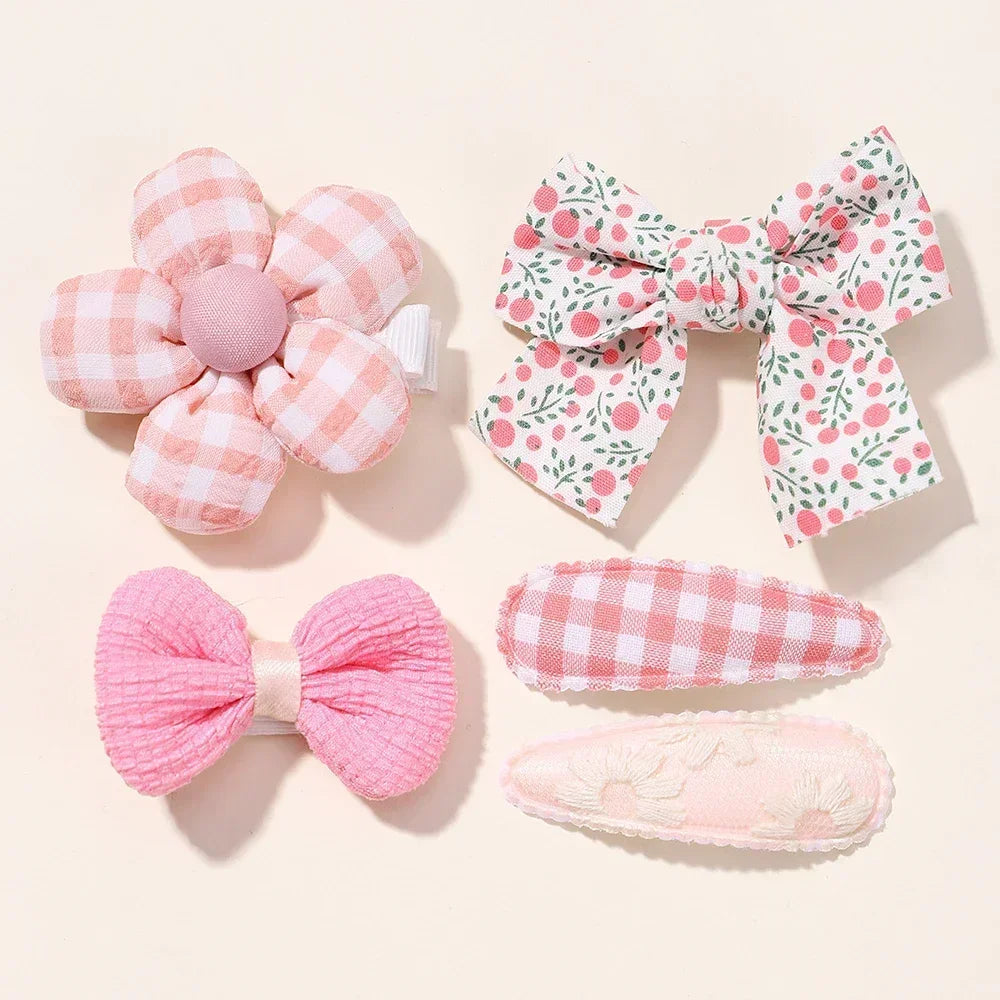 5Pcs/Set Cute Floral  Mini  Hair Clip Cute Floral