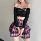 Lace Ruffle Mini Skirt