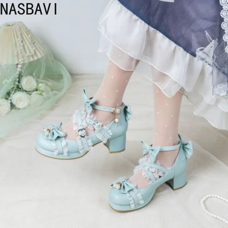 NASBAVI White Lace  Platform  Shoes