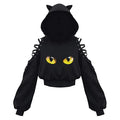 Y2K Gothic Cat Ear Crop Top Hooded Sweatshirt