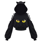Y2K Gothic Cat Ear Crop Top Hooded Sweatshirt