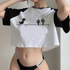 Y2K Casual Crop  Tee Shirt