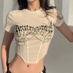 Y2K White  Corset Crop Top