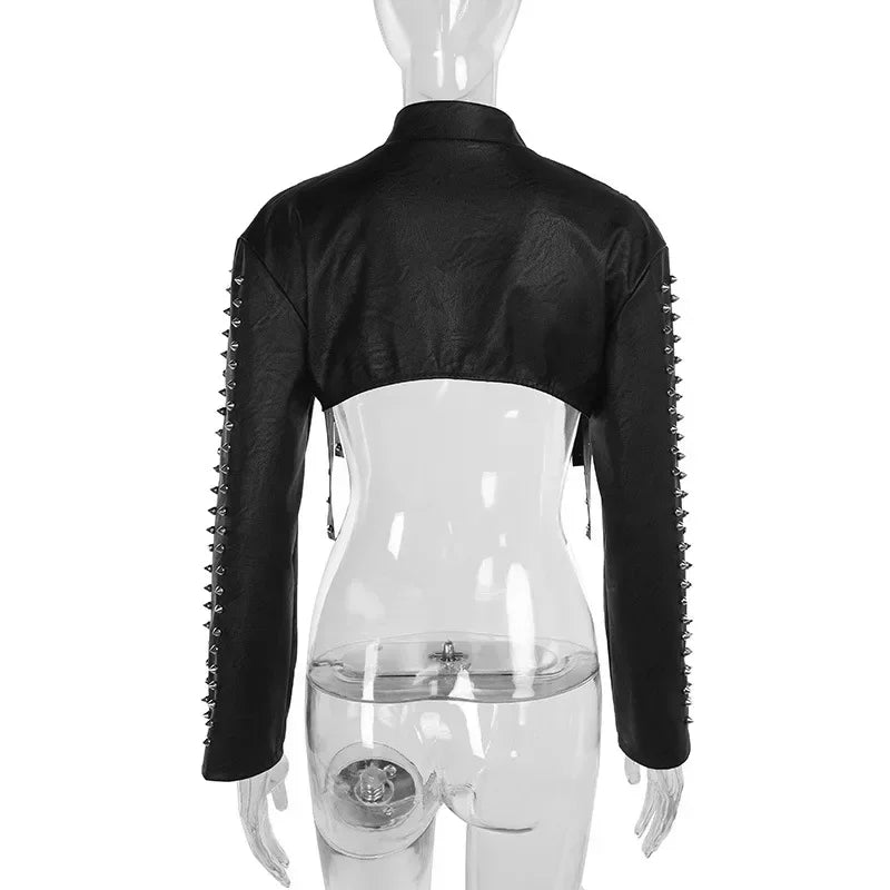 Punk Faux Leather Cropped Jacket