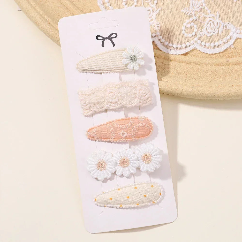 5Pcs/Set Cute Floral  Mini  Hair Clip Cute Floral