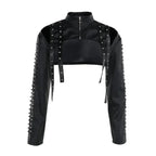 Punk Faux Leather Cropped Jacket