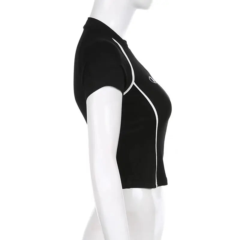 Y2K  Streetwear  Zip Up Crop Top