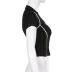 Y2K Streetwear Zip Up Crop Top