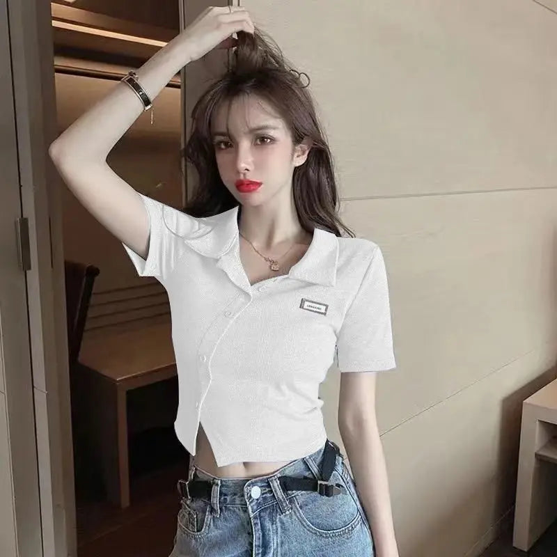 Y2K Polo  Crop Top