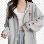 Strawberry Print Zipper Hooded Jacket