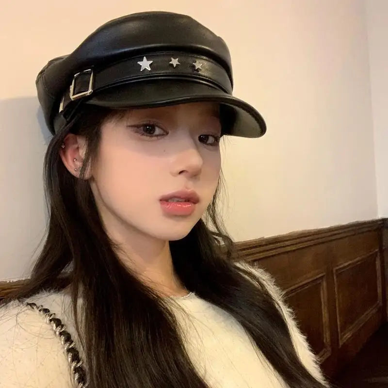 Vintage Rivet Beret  Gothic Cap