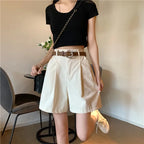 High Waist  Workwear Shorts