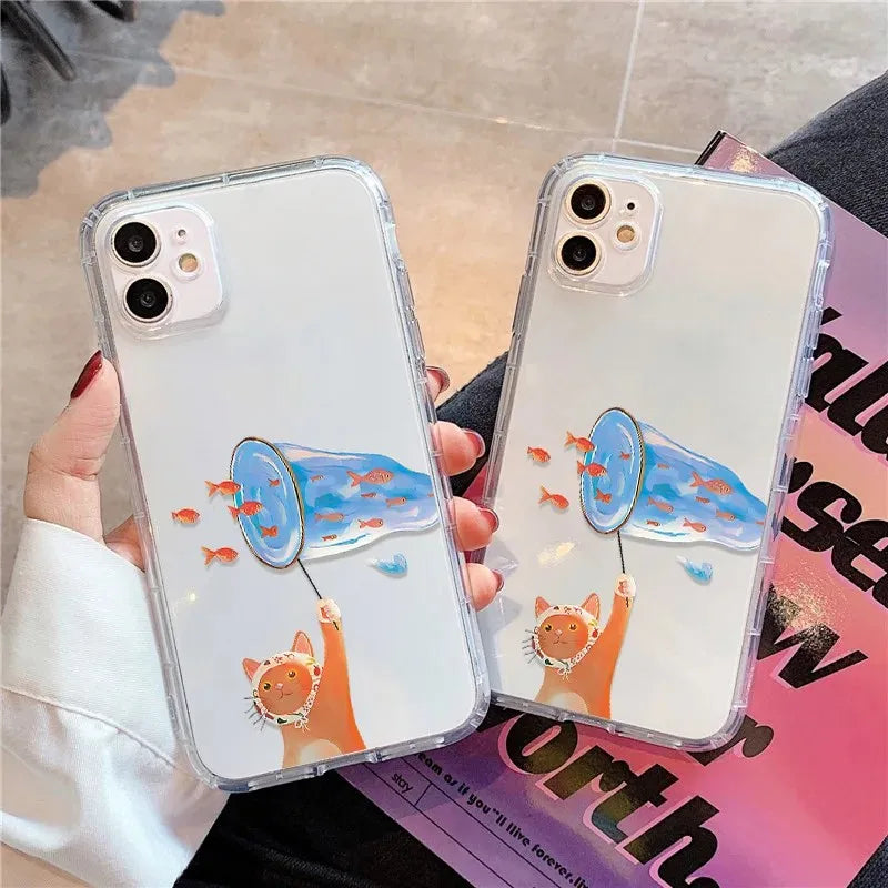 Cute Cat Fishing Phone Case For Samsung