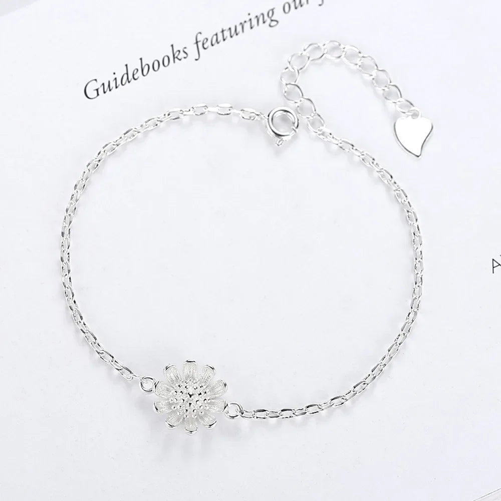 S925 Sterling Silver Bracelet Simple flower