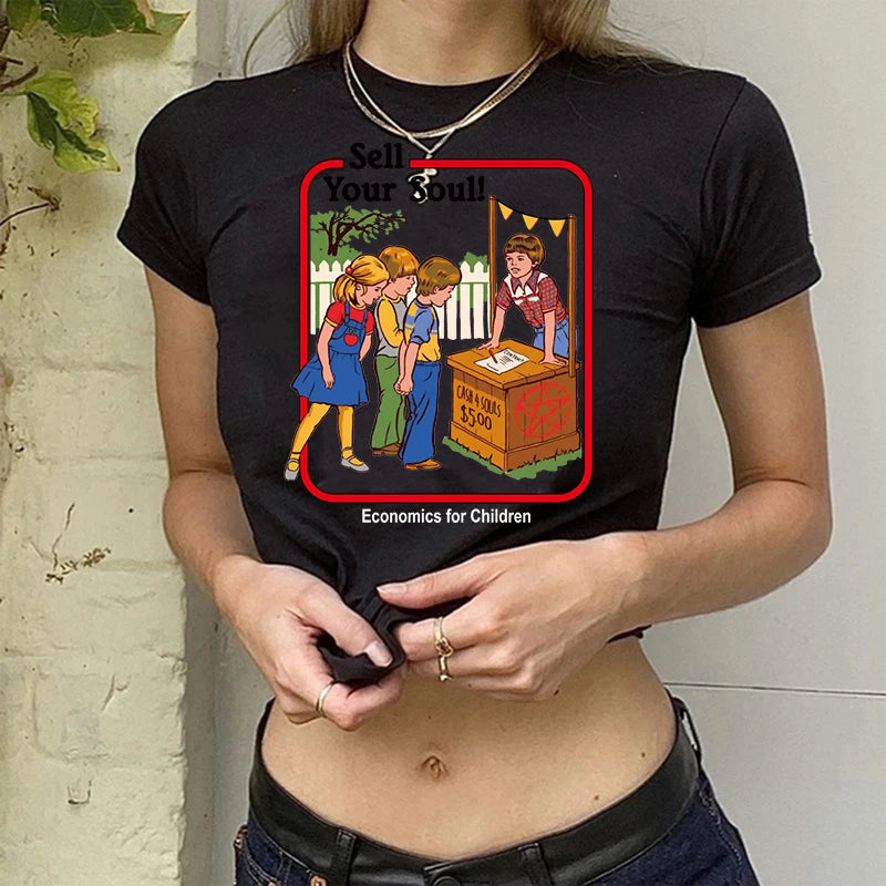 Gothic Horror Y2k Aesthetic  Crop Top