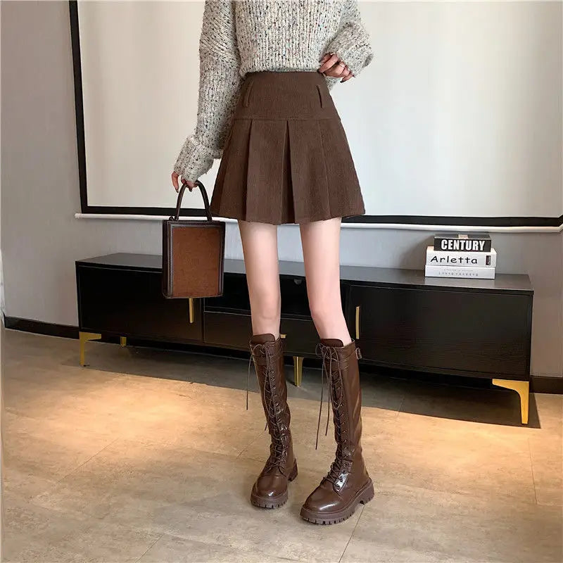 Pleated Corduroy Skirts