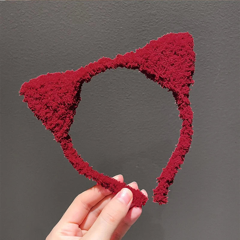 Cute Solid Plush Cat Ears Hairband