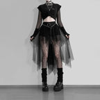 Punk Net Yarn High-Waisted Asymmetric Skirt