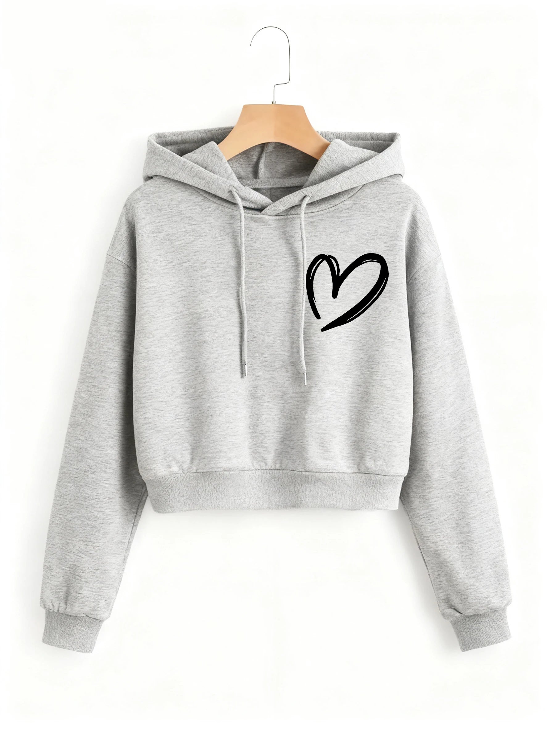 Y2K Heart Print Cropped Sweatshirt