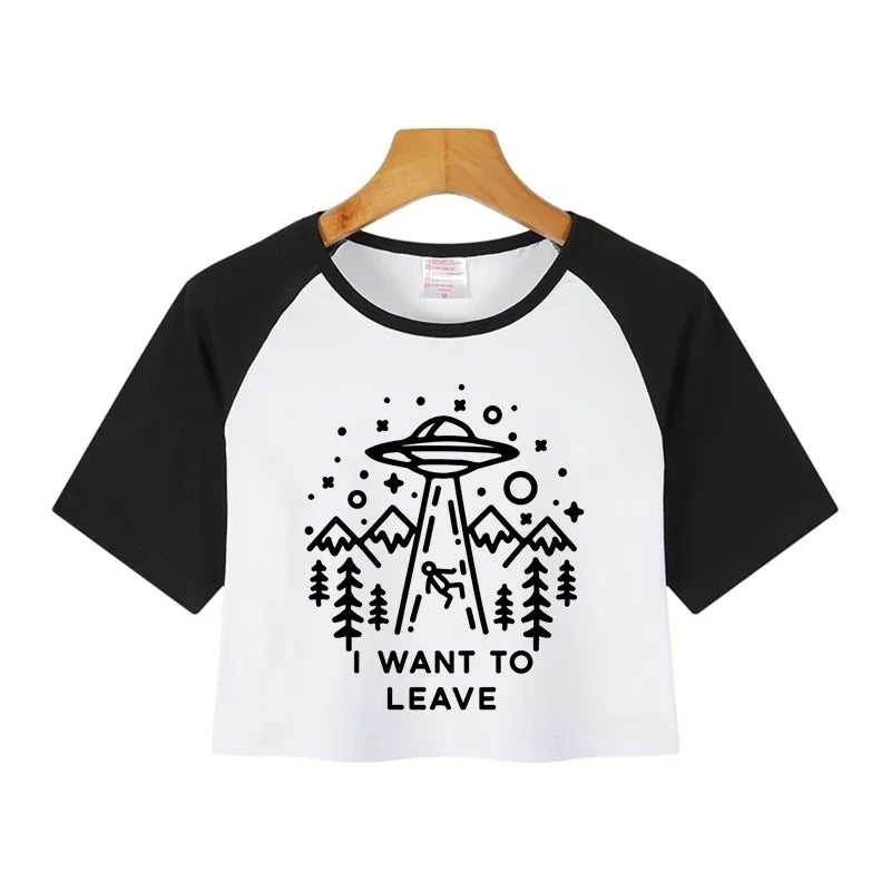 Y2K Casual Crop  Tee Shirt