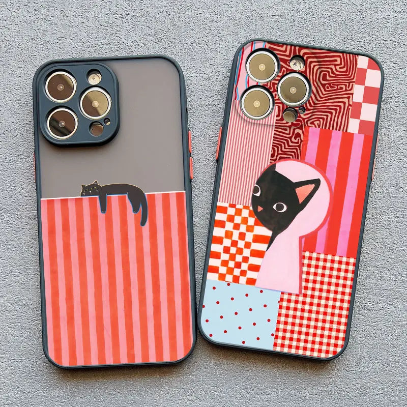 Artistic  Cat Striped Pattern Phone Case For iPhone