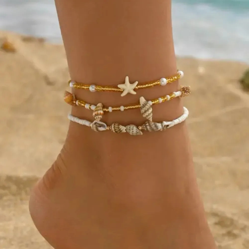 3 Pack Bohemian Layered Anklet