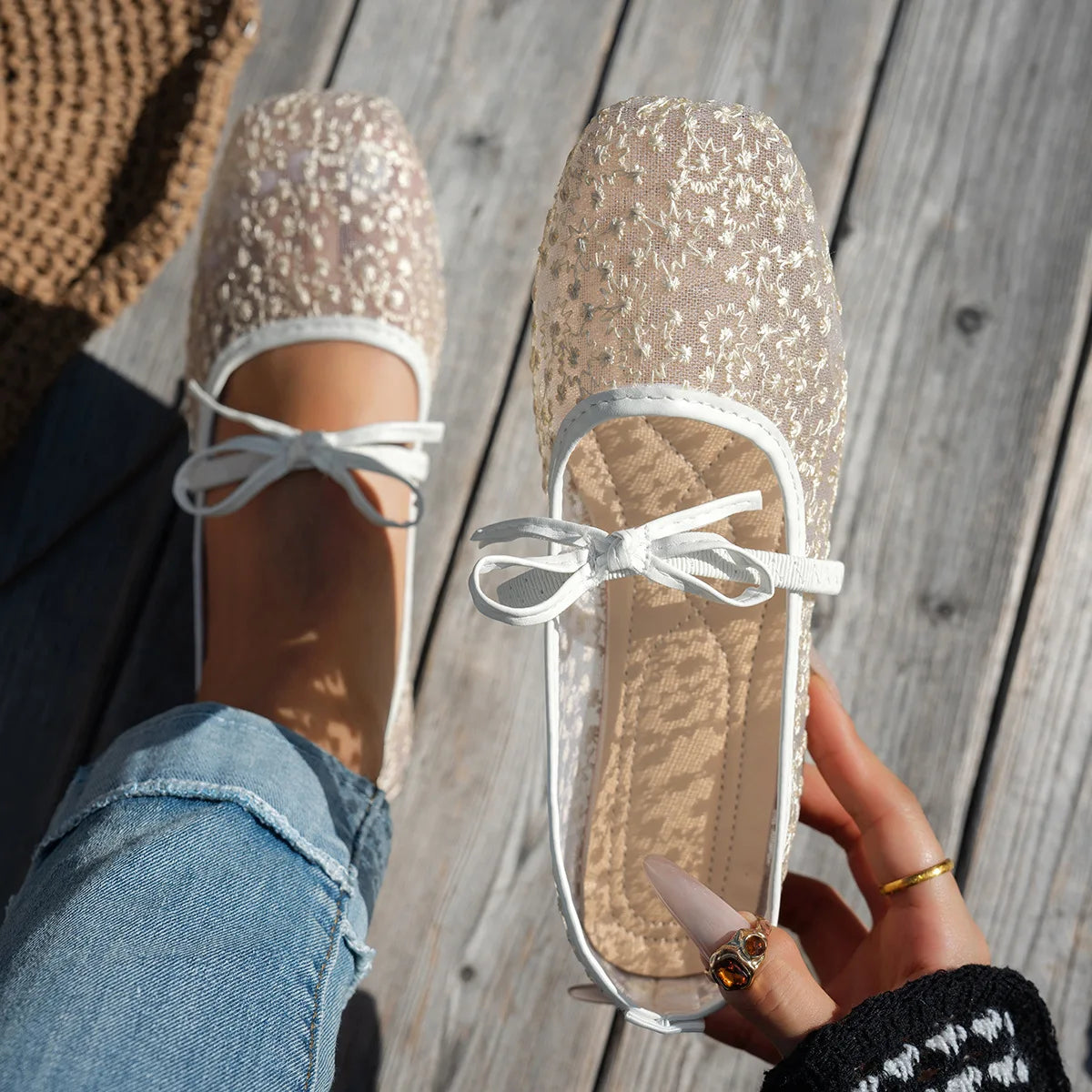 Lace Flower Flat  Shoes
