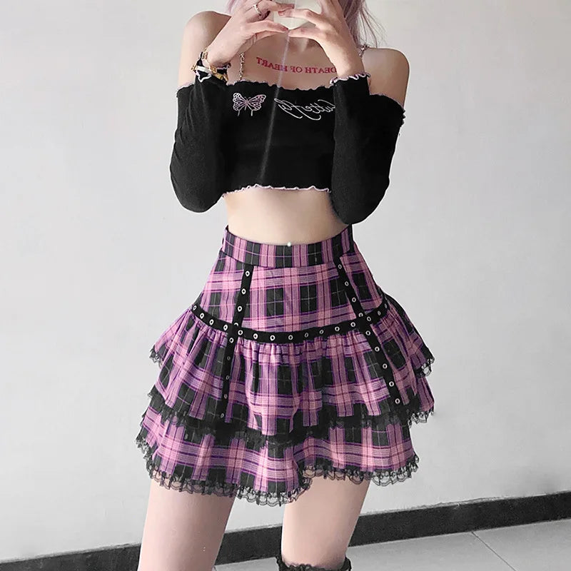 Lace Ruffle Mini Skirt