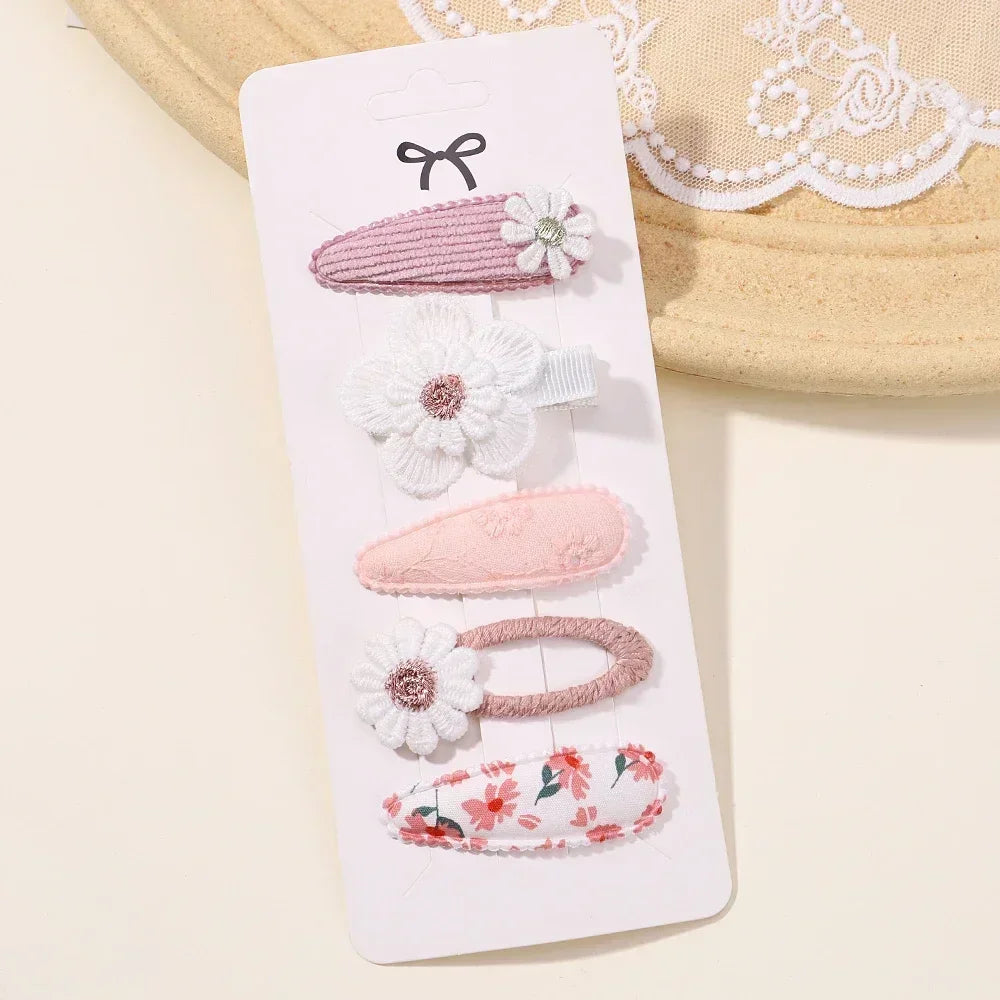 5Pcs/Set Cute Floral  Mini  Hair Clip Cute Floral