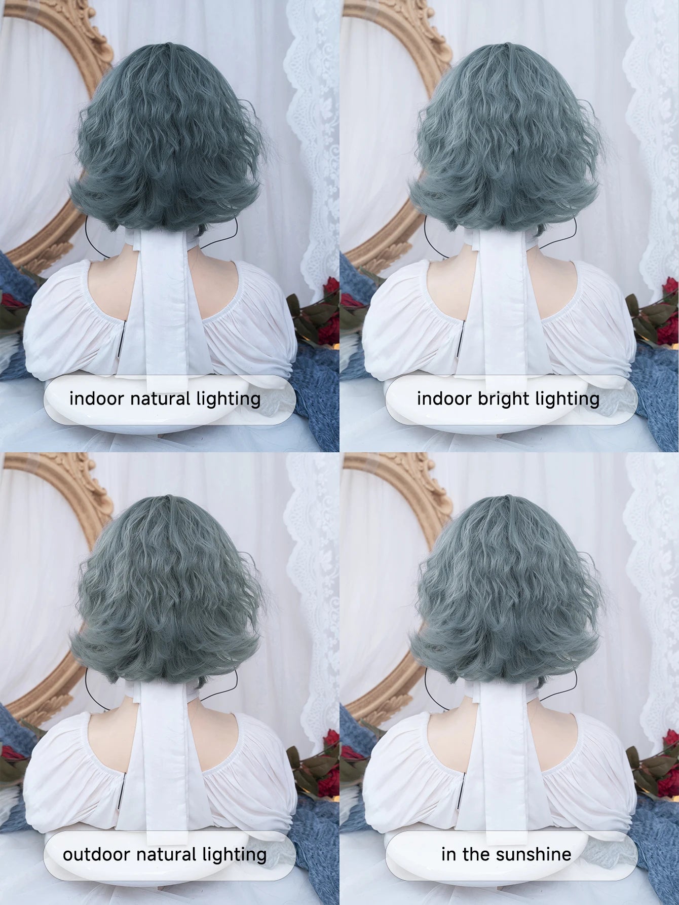 12-Inch Manga Haze Blue Synthetic Wig