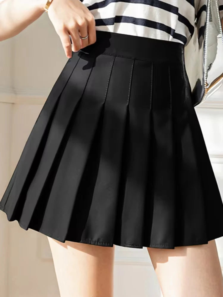 Zipper Pleated  High Waist Skirts