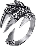 Stainless Steel Vintage Silver Dragon Claw Ring