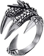 Stainless Steel Vintage Silver Dragon Claw Ring