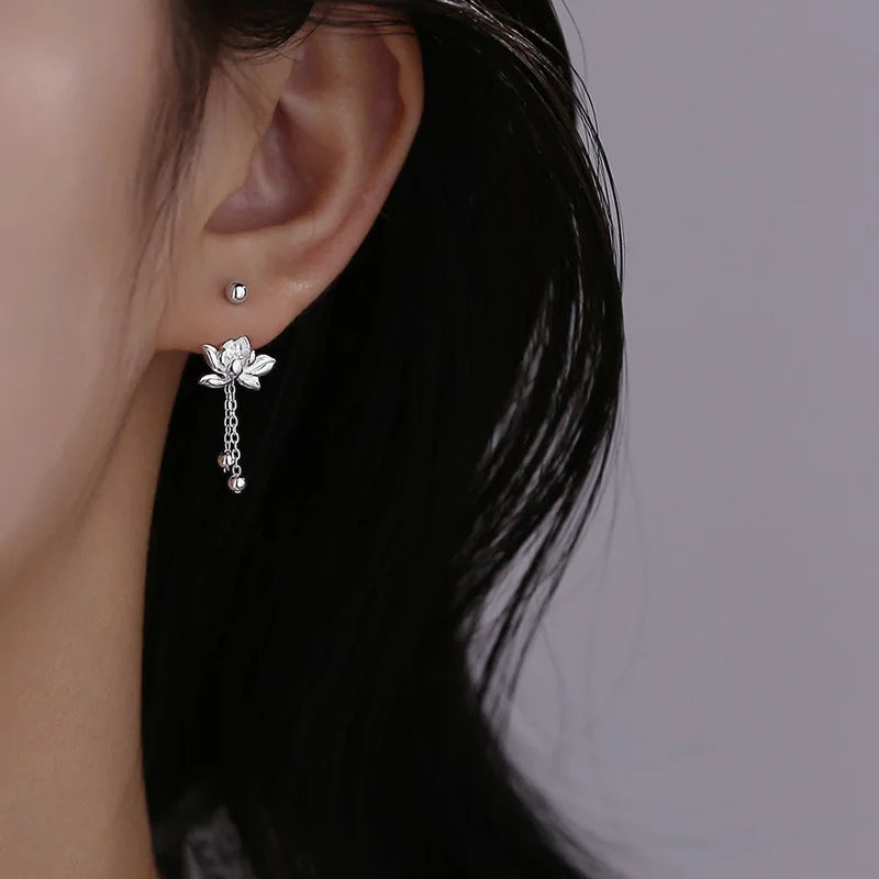 925 Sterling Silver Lotus Earrings