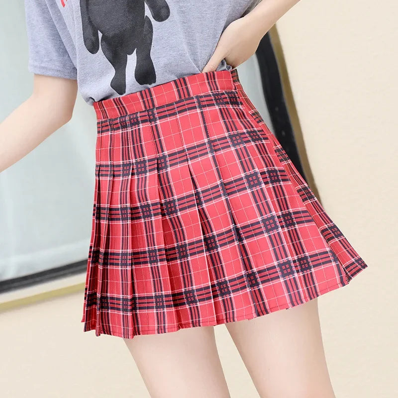 High Waist School Pleated Mini Skirts