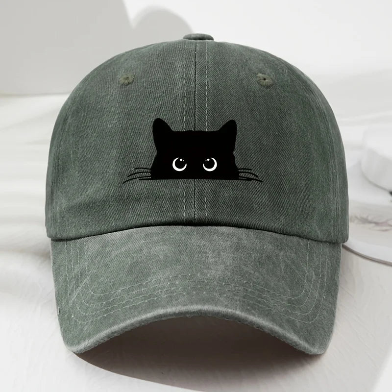 cat printed baseball cap