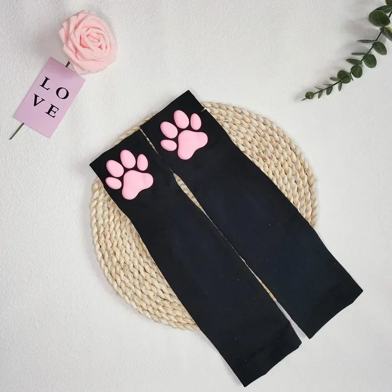 Cute Silicone Cat Paw Pads Arm Warmers
