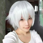 short white synthetic straight and fluffy wig