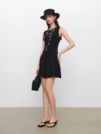 ZIQIAO French-Style Black Mini Dress