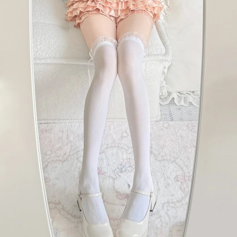 Lace Bow Thigh Highs