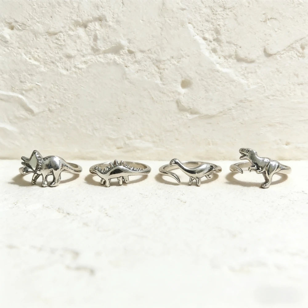 925 silver plated  cute dinosaur ring set