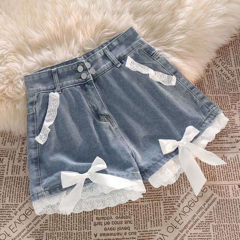 Blue High Waist Denim Shorts
