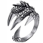 Stainless Steel Vintage Silver Dragon Claw Ring