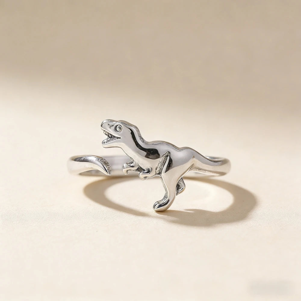925 silver plated  cute dinosaur ring set