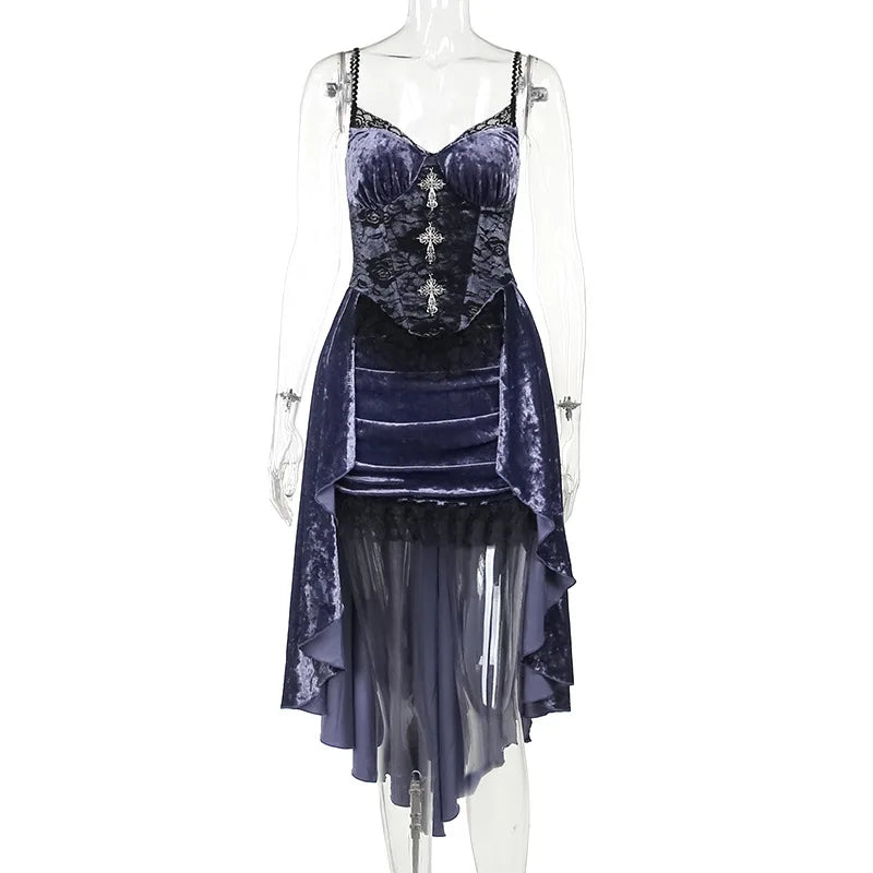 Goth Dark Gorgeous Victoria Velvet A-line Dress