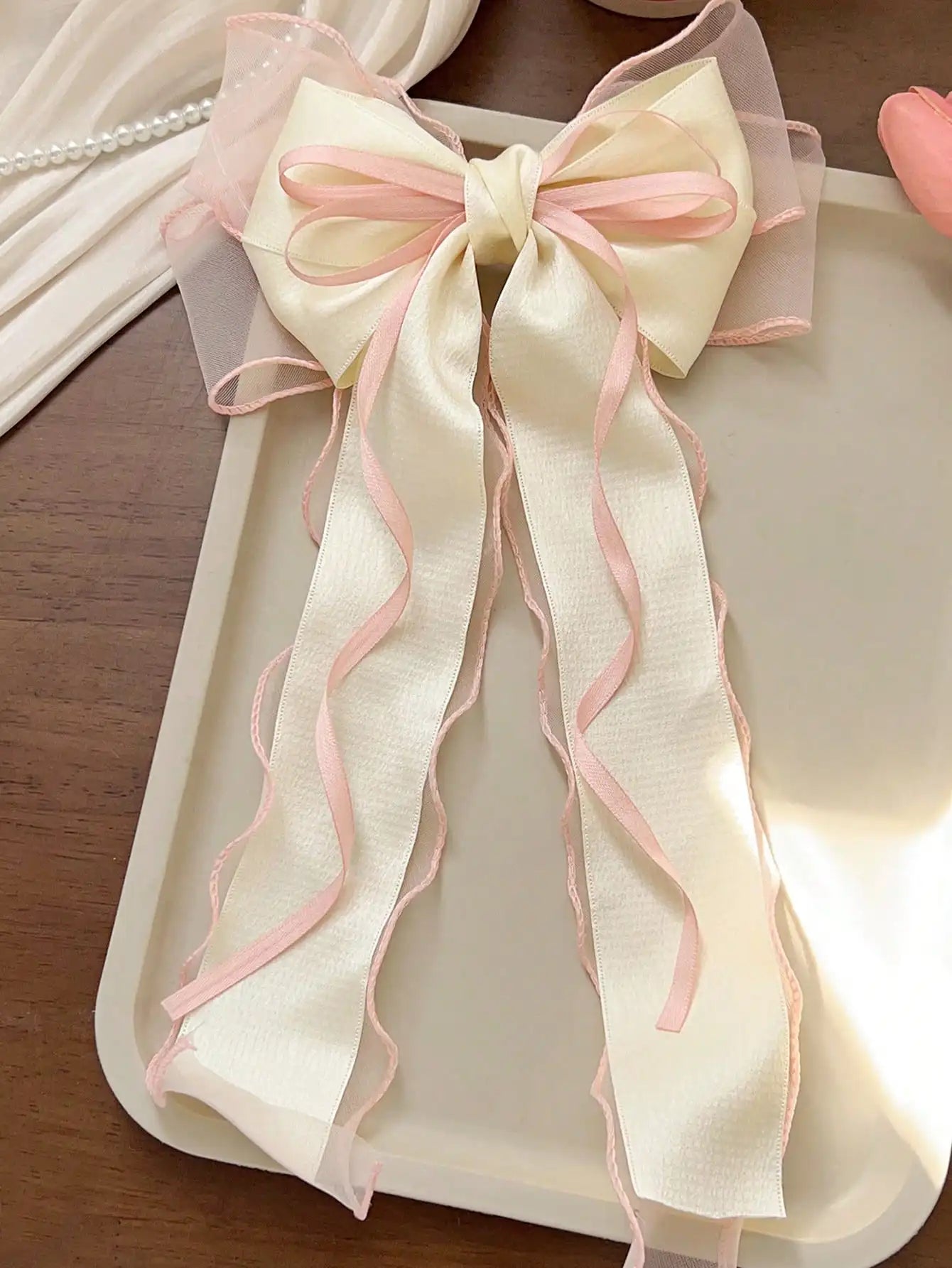 Lace Bow Ribbon Spring Hair Clip